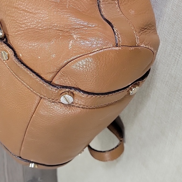 Michael Kors Brown Leather Satchel Shoulder Bag Hobo Tote - Picture 9 of 16